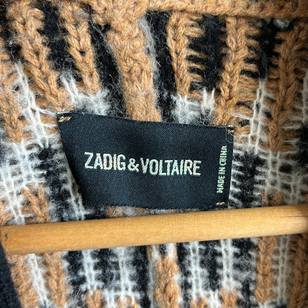 ZADIG & VOLTAIRE Tanya Long Cardigan In Chamois Open Front Leopard Spotted Anima - Picture 8 of 9